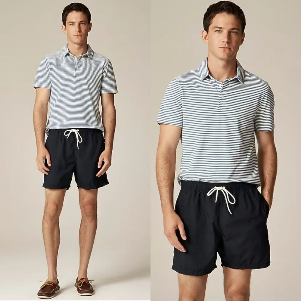 NEW J CREW Tall sueded cotton polo shirt in stripe